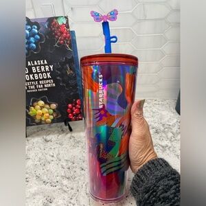 Starbucks Summer 2024 Maximal Butterfly Pattern Straw Topper Tumbler. NWT. Fun!